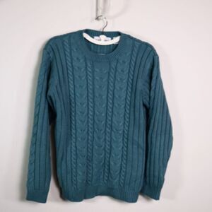 Baxter & Wells Cable Knit Sweater Small Teal Crew Neck 100% Acrylic
